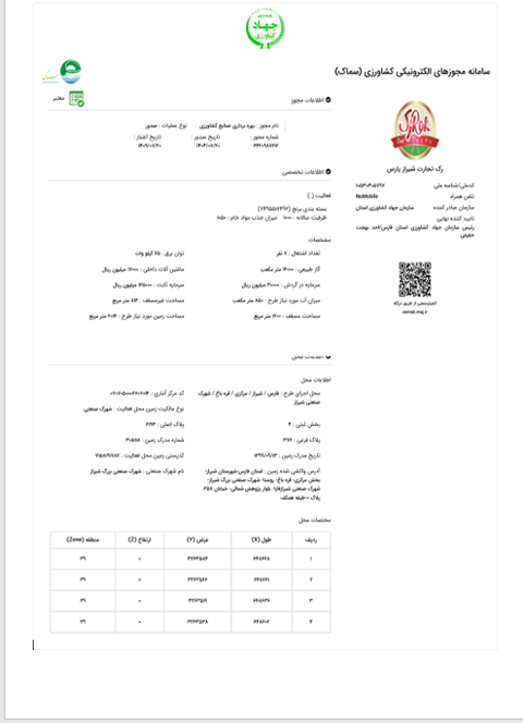 پروانه بهره برداری